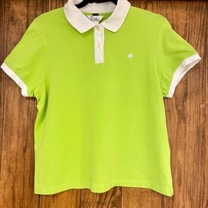Lilly Pulitzer lime green palm tree polo shirt